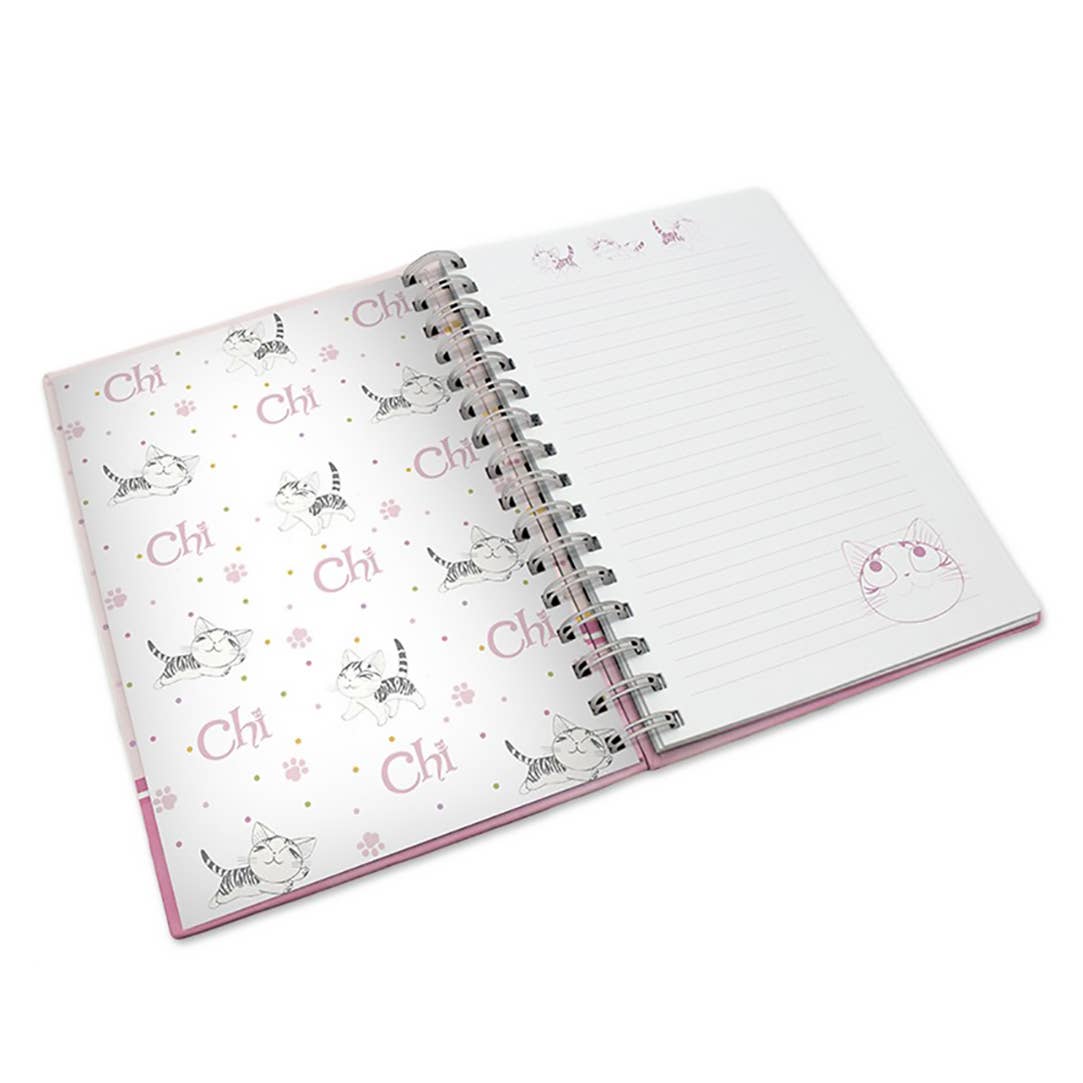 Chi's Sweet Home Purrty in Pink Spiral Hardcover Notebook