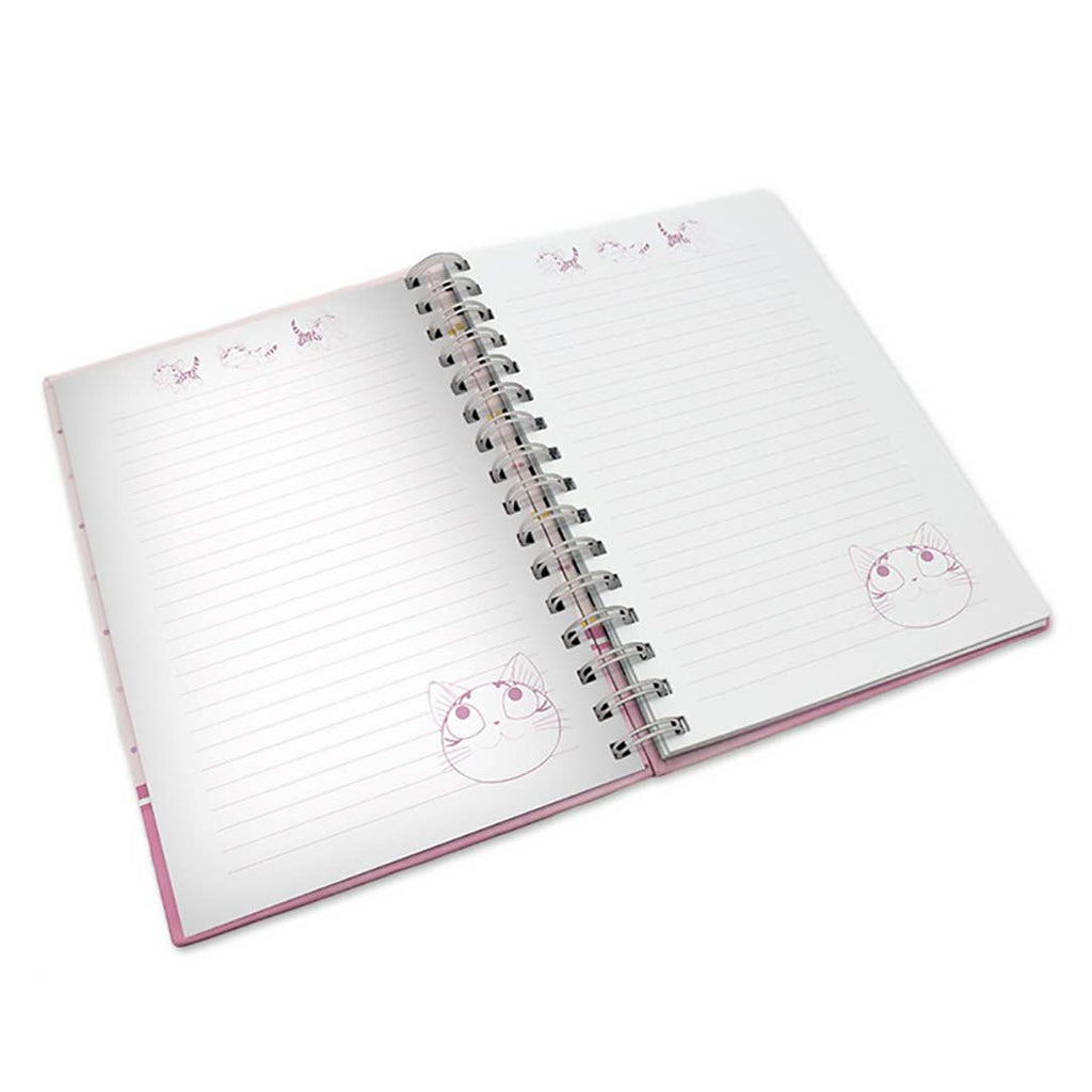 Chi's Sweet Home Purrty in Pink Spiral Hardcover Notebook