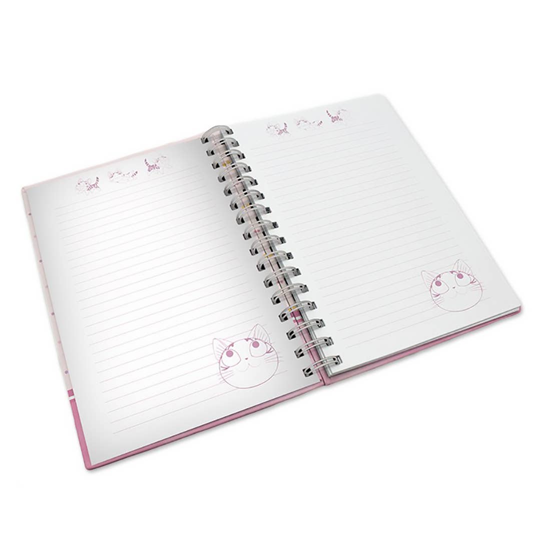 Chi's Sweet Home Purrty in Pink Spiral Hardcover Notebook