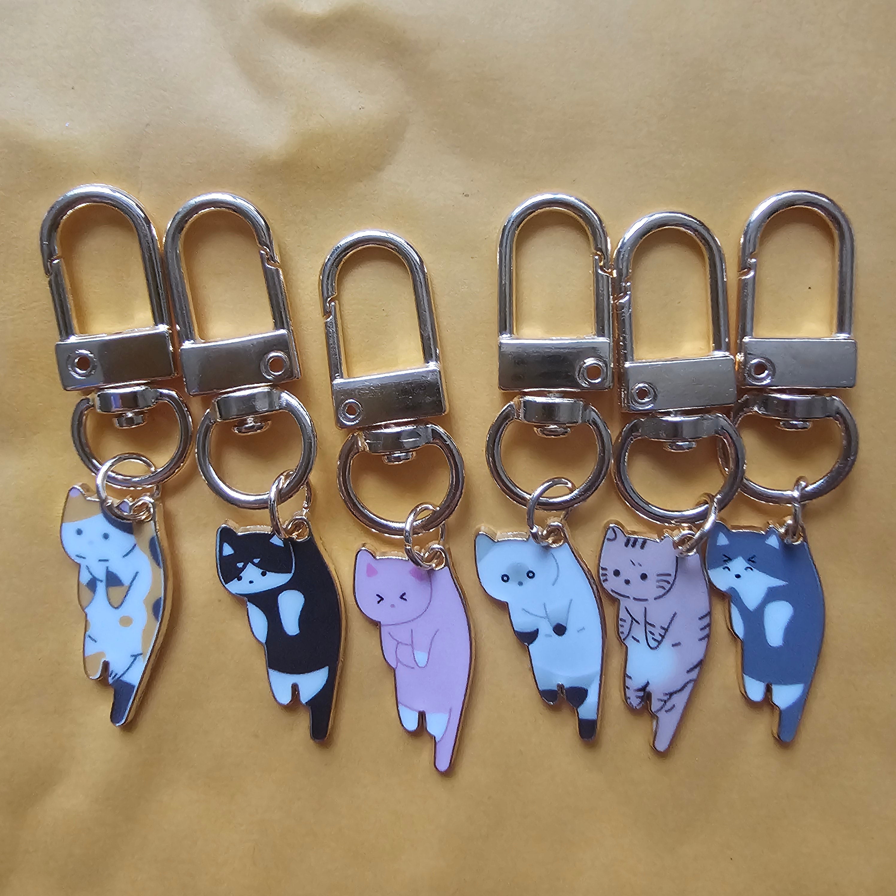 Cute Cat Keychain | Enamel Kitty Charm | Kawaii Cat Keyring | Purse & Backpack Accessory | Cat Lover Gift