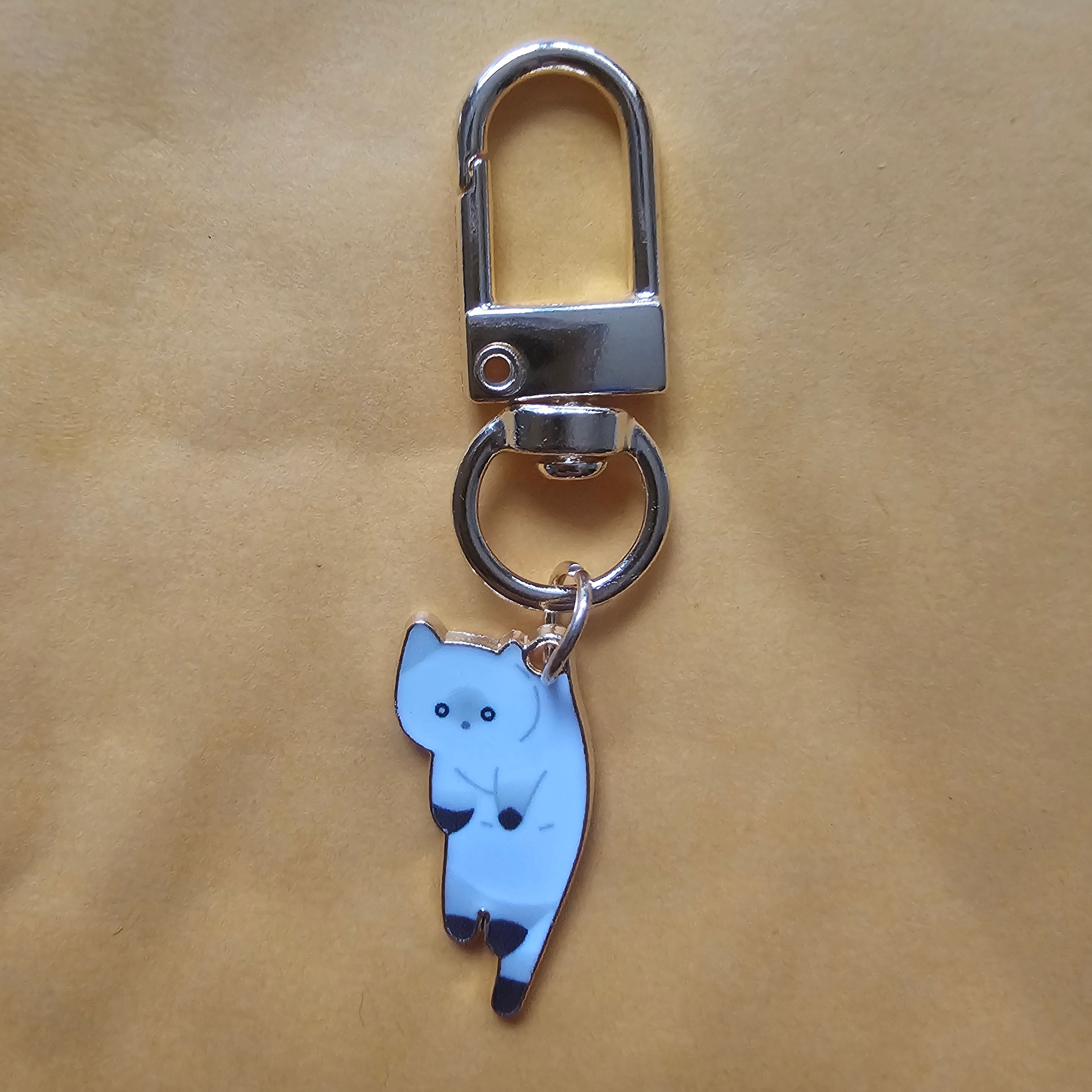 Cute Cat Keychain | Enamel Kitty Charm | Kawaii Cat Keyring | Purse & Backpack Accessory | Cat Lover Gift