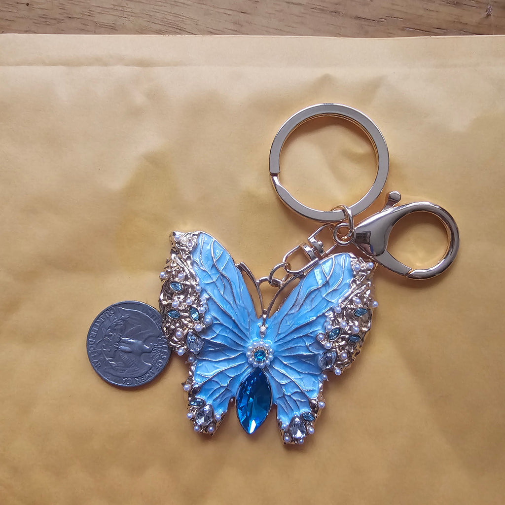 Butterfly Keychain | Crystal Butterfly Bag Charm | Elegant Butterfly Keyring | Purse & Backpack Accessory | Gift for Her