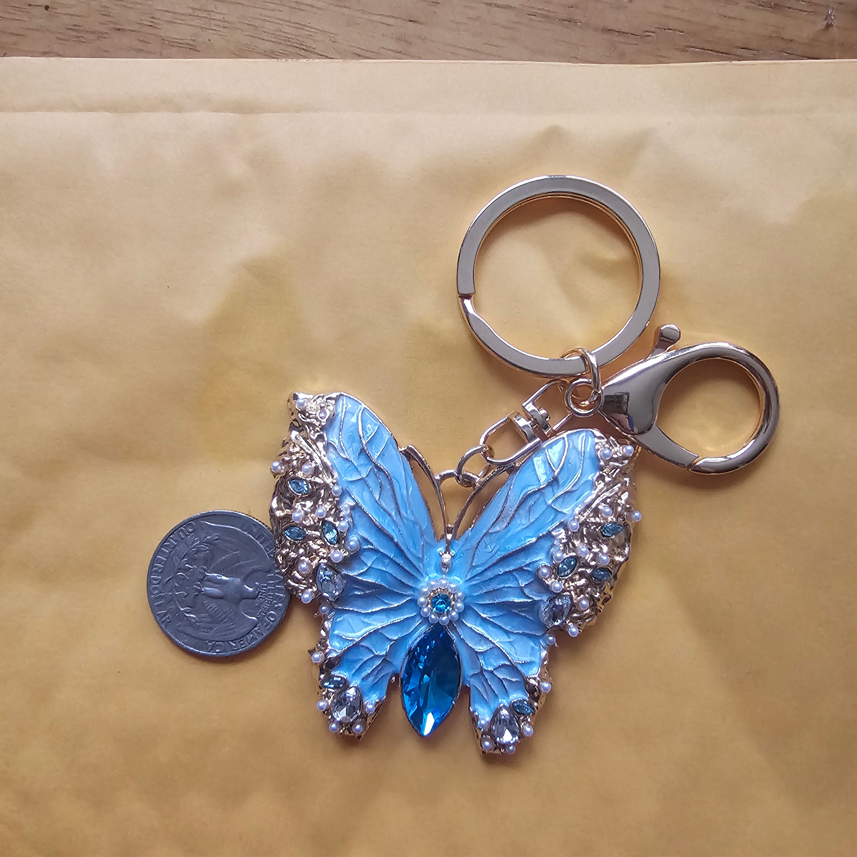Butterfly Keychain | Crystal Butterfly Bag Charm | Elegant Butterfly Keyring | Purse & Backpack Accessory | Gift for Her