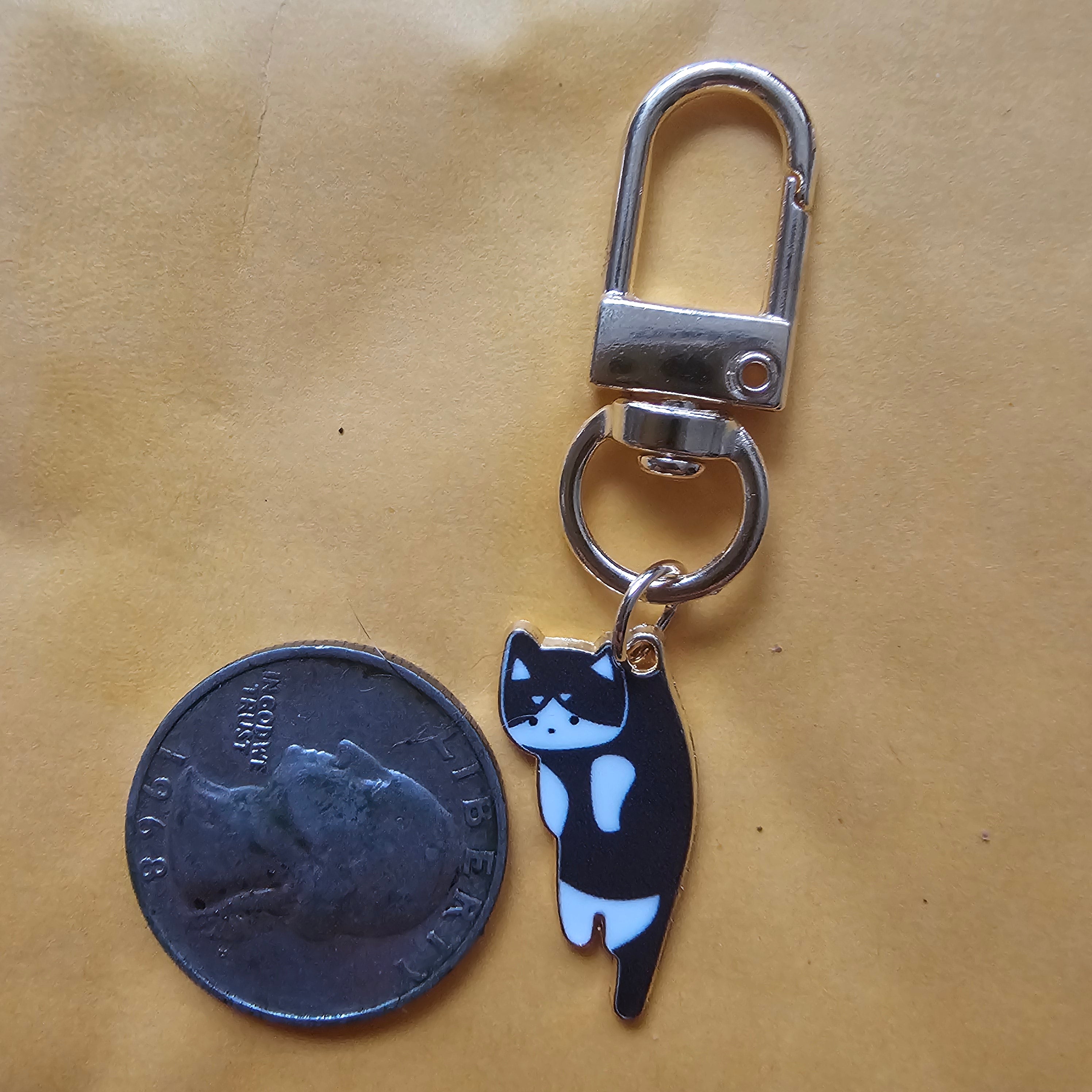 Cute Cat Keychain | Enamel Kitty Charm | Kawaii Cat Keyring | Purse & Backpack Accessory | Cat Lover Gift