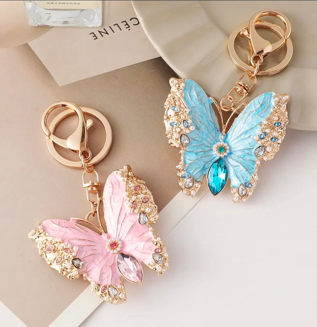 Butterfly Keychain | Crystal Butterfly Bag Charm | Elegant Butterfly Keyring | Purse & Backpack Accessory | Gift for Her