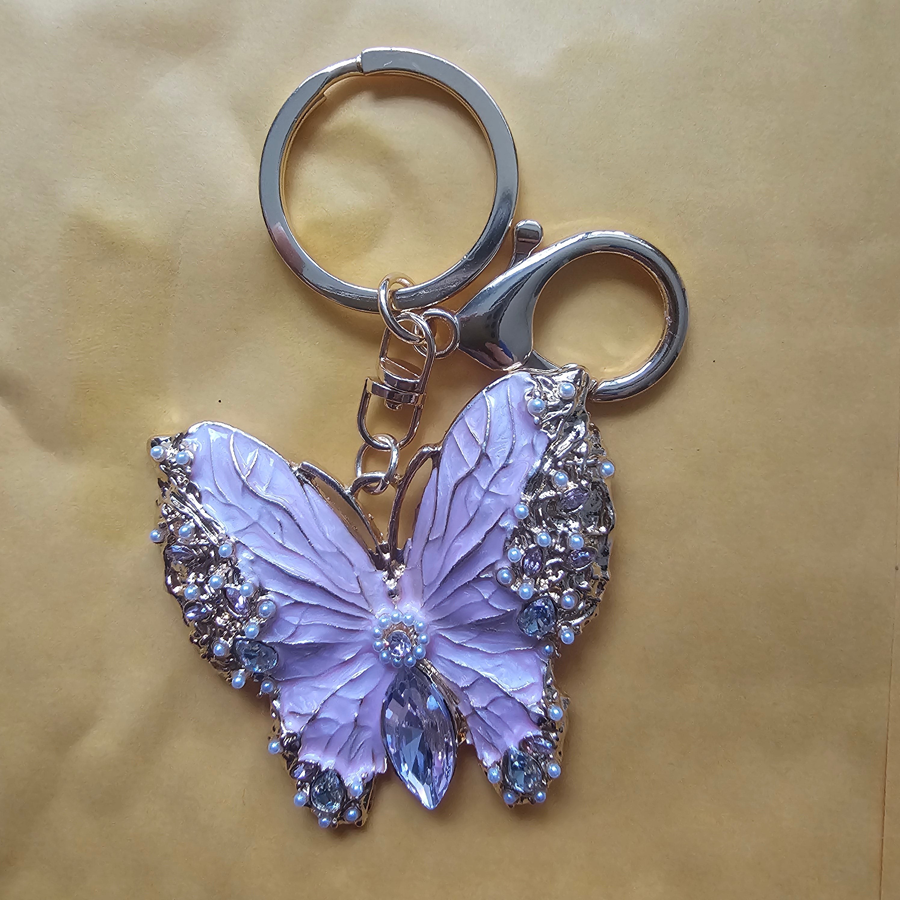 Butterfly Keychain | Crystal Butterfly Bag Charm | Elegant Butterfly Keyring | Purse & Backpack Accessory | Gift for Her