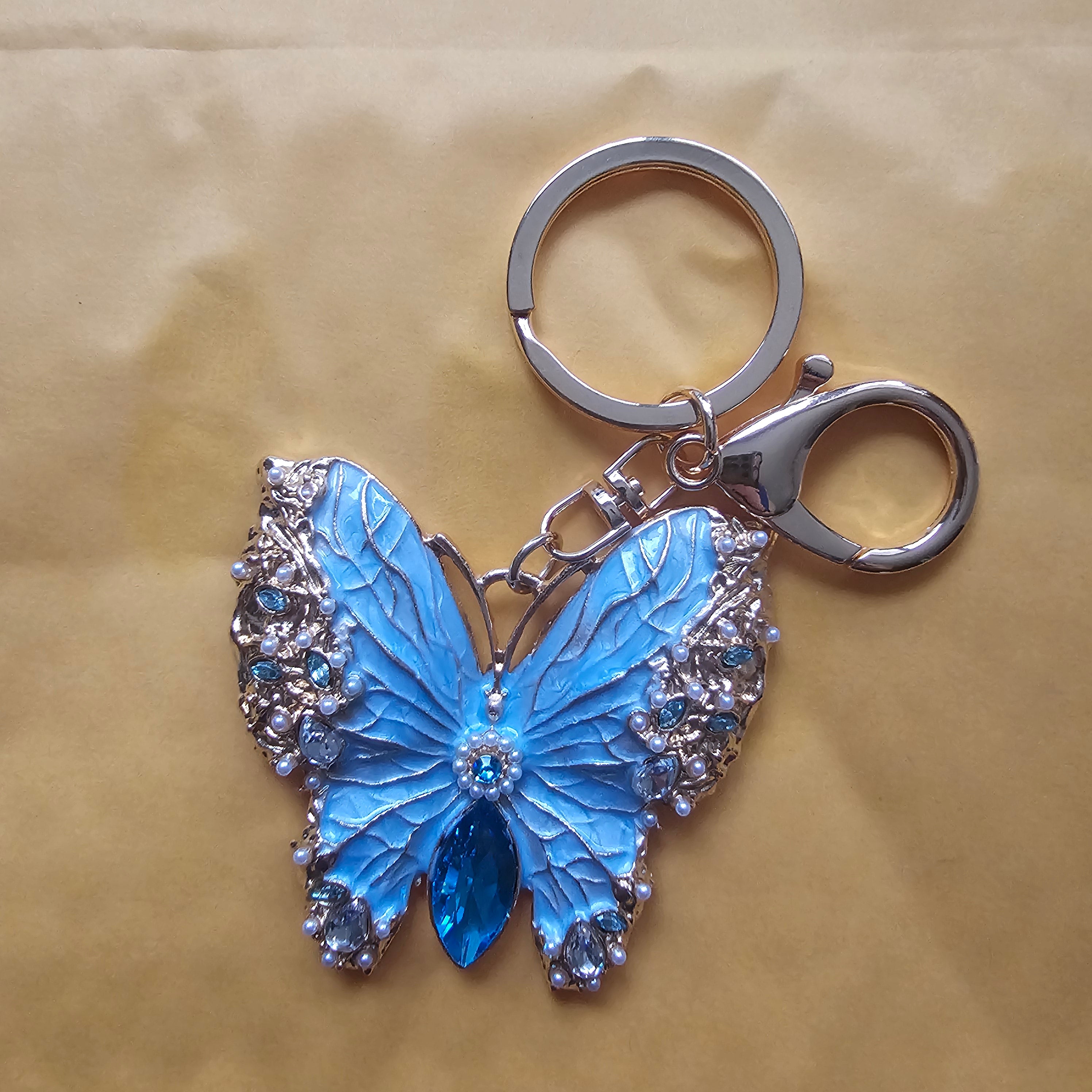 Butterfly Keychain | Crystal Butterfly Bag Charm | Elegant Butterfly Keyring | Purse & Backpack Accessory | Gift for Her